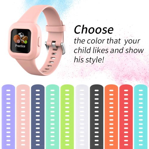 Watbro Compatible with Garmin Vivofit jr 3 Band/Garmin Fit jr 3 Band, Colorful Silicone Adjustable Replacement Sport Band for Kids Boys Girls Men Women