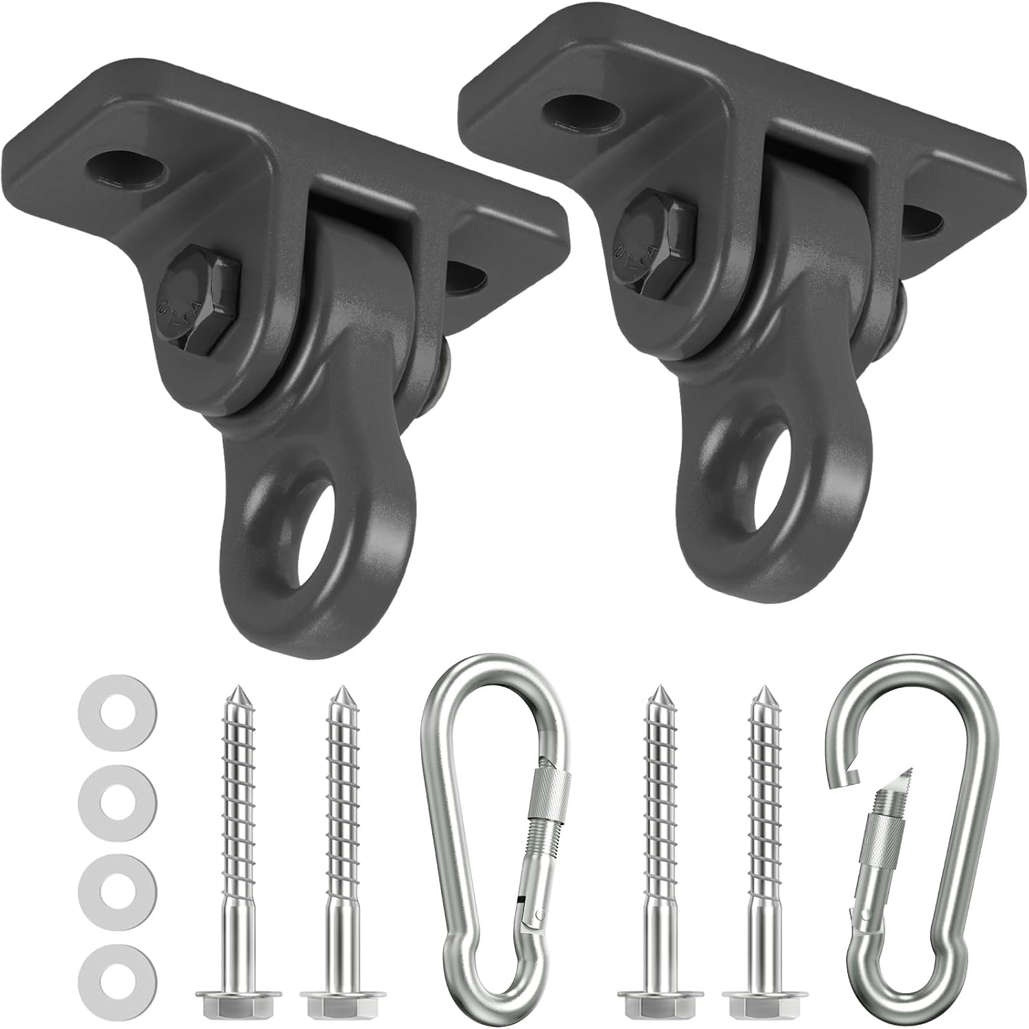 Skiennix Heavy Duty Porch Swing Hangers Kit - Includes Screws & Bolts for Indoor/Outdoor Use | 2 Pack Black