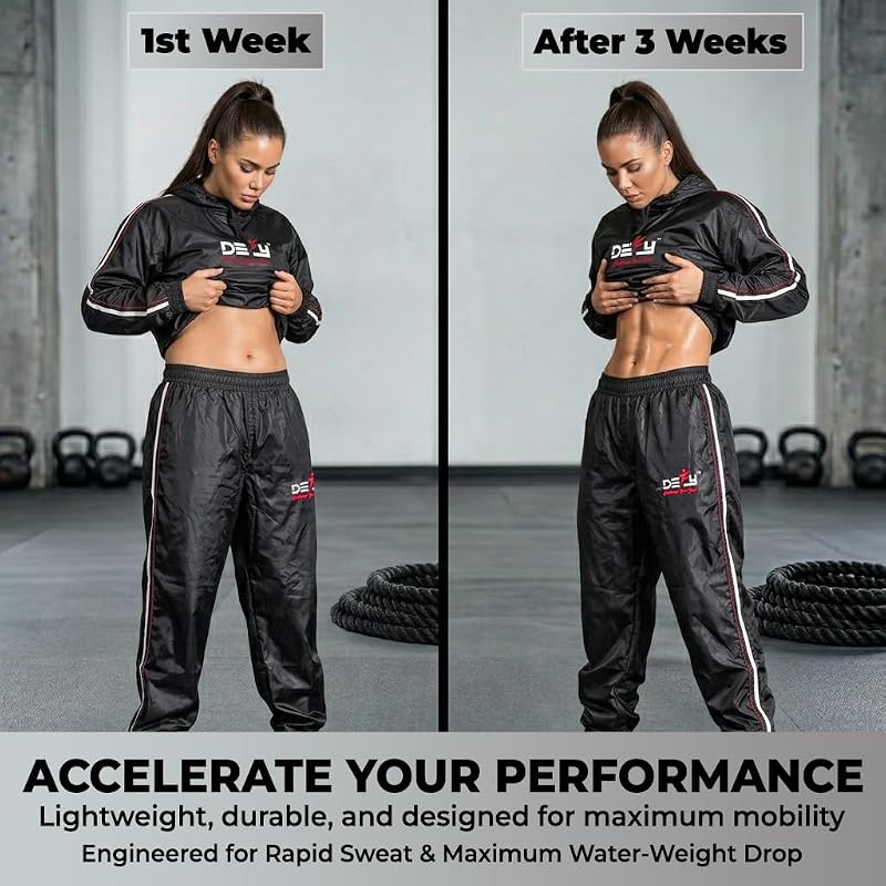 DEFY Heavy Duty Hooded Sauna Suit 4X-Large for Men & Women - Anti-Rip Full Body Sweat Gear