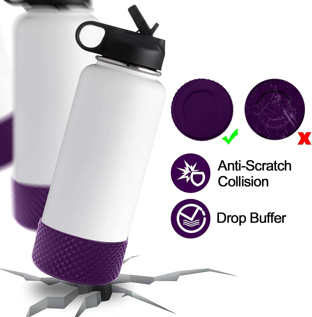 WUQID Silicone Water Bottle Boot - Diamond Design Sleeve Cover for Stanley & Hydro Flask | Fits 12-40oz Bottles