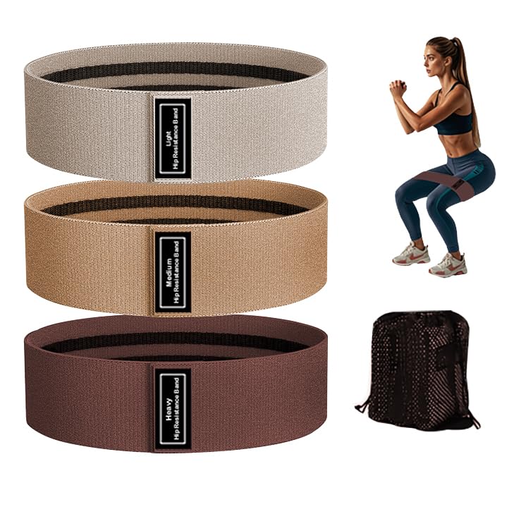 S.ROMZA Fabric Resistance Bands for Working Out Stretch Bands for Booty Used for Fitness and Home Exercises Legs Exercise Bands Pilates Workout Bands for Women and Men (Beige/Khaki/Brown)