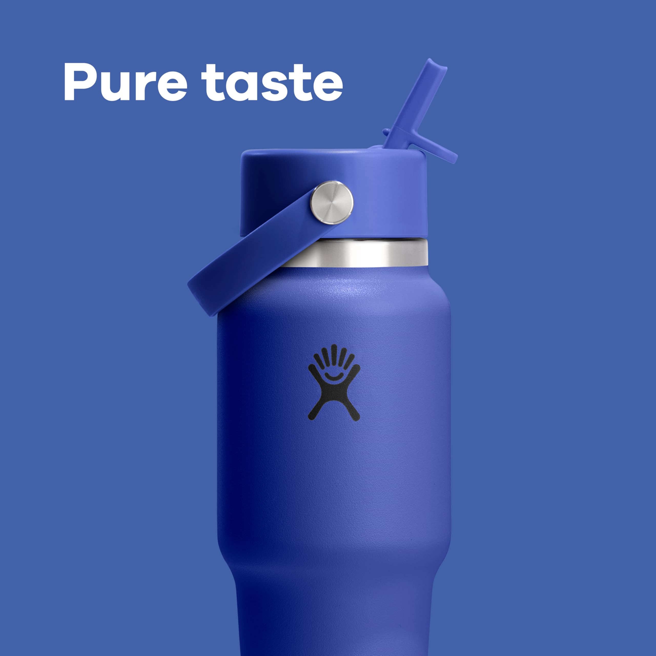 Hydro Flask Travel Water Bottle - Insulated Stainless Steel - Wide Straw Lid, Non Spill, Leakproof in 32 Oz Tonal Black
