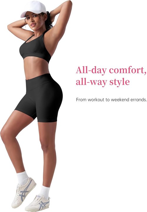 Kepblom High-Waisted Butt-Lifting Gym Shorts for Women - Seamless Spandex Yoga & Biker Shorts