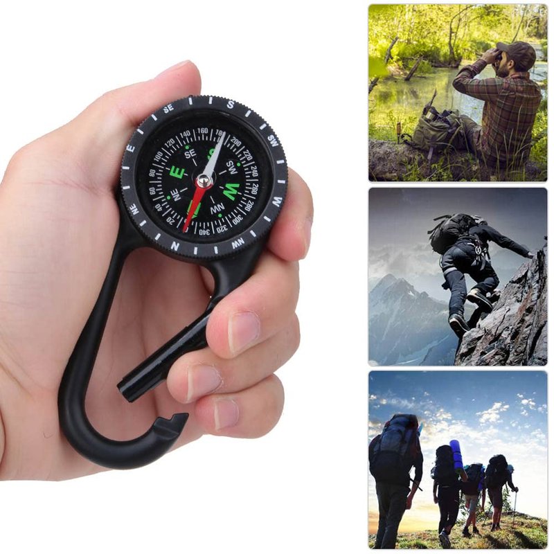 Carabiner Clip On Compass Hiking,Mini Compass,DC40T Zinc Alloy Portable Carabiner Compass with Graduated Ring Outdoor Hiking Camping Navigation Tools