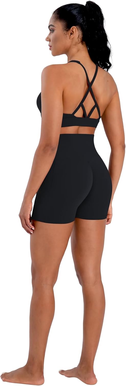 Sunzel Hidden Butt Lifting Biker Shorts - High Waist Tummy Control with Pockets | Women's Yoga Gym Wear