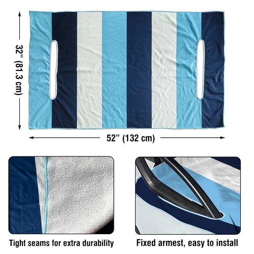 WIRESTER Universal Golf Cart Seat Cover, Comfortable Golf Cart Seat Towel Blanket 52 x 32 Inches, Suitable for EZGO Yamaha 2-Person Seats Club Cars - Striped