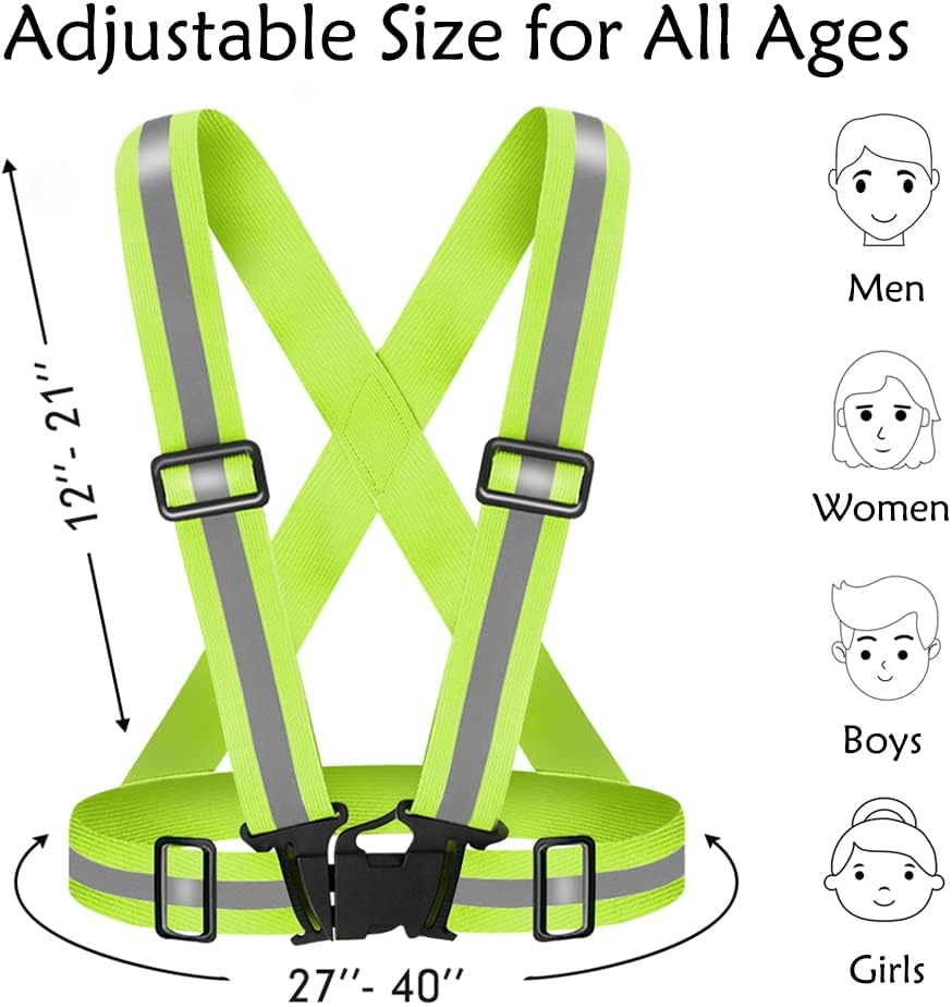 Skiennix High Visibility Reflective Vest - Adjustable Safety Gear for Running, Walking, and Night Cycling