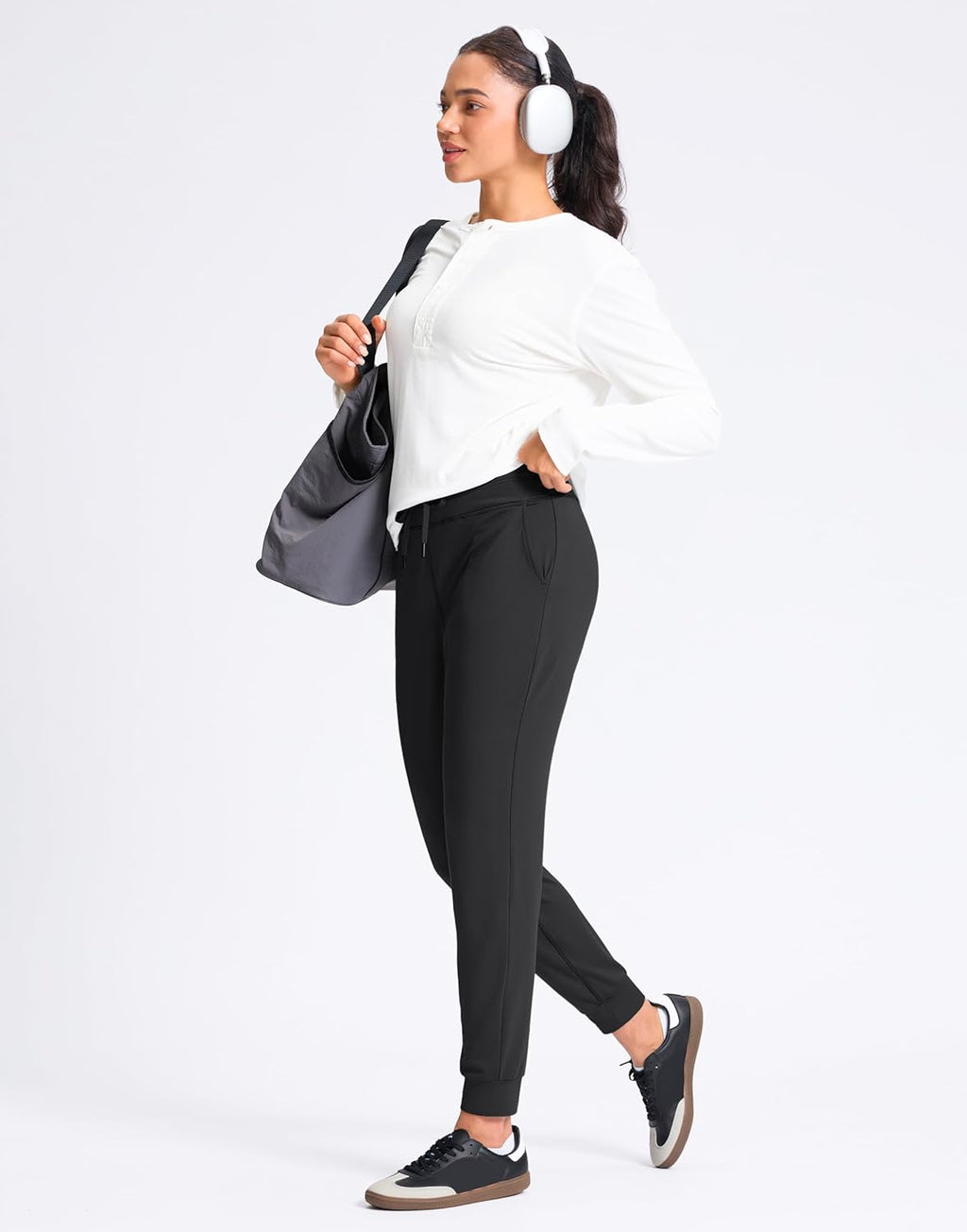SANTINY Women's High Waisted Joggers - Soft Stretch Sweatpants with Pockets for Athletic Workouts