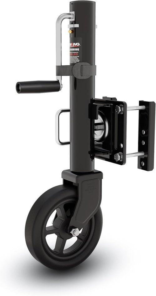 8" Spoke Wheel Trailer Jack - 1500 lbs Capacity with 10" Vertical Movement for RVs, Boats & Trailers - Black