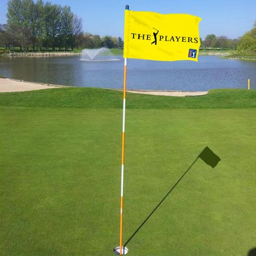 2BUT Golf Players Golf Pin PGA Flag Practic Putting Green Golf Flag For Backyard Garden Double-Sewn 600D Nylon Miniature Pin Flag Regulation Tube Flag (Yellow 20"x13")