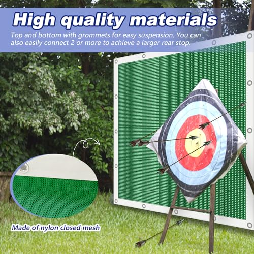 Green 6x6 ft Heavy Duty Archery Backstop Net for Backyard & Indoor Practice