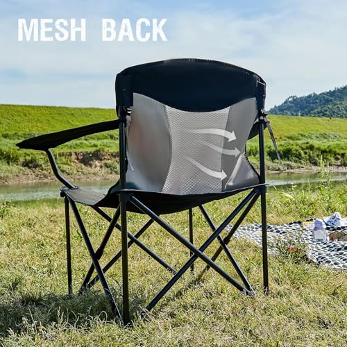 Portal Oversized Folding Camping Chair - Heavy Duty XXL Support 600 lbs - 1 Pack