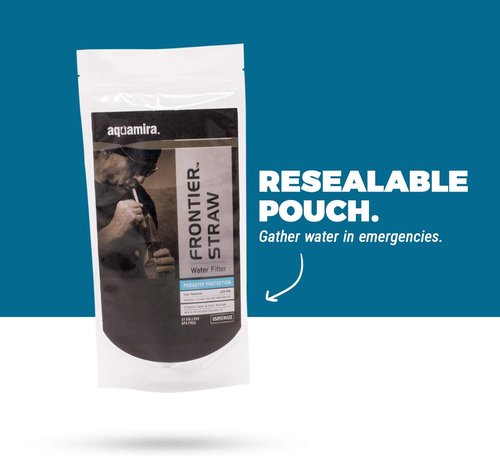 Aquamira Frontier Water Filtration Straw - Portable Emergency Water Purification System