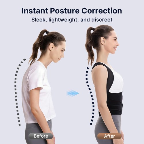 Fit Geno Posture Corrector - Adjustable Back Brace for Pain Relief & Improved Posture | Medium Size