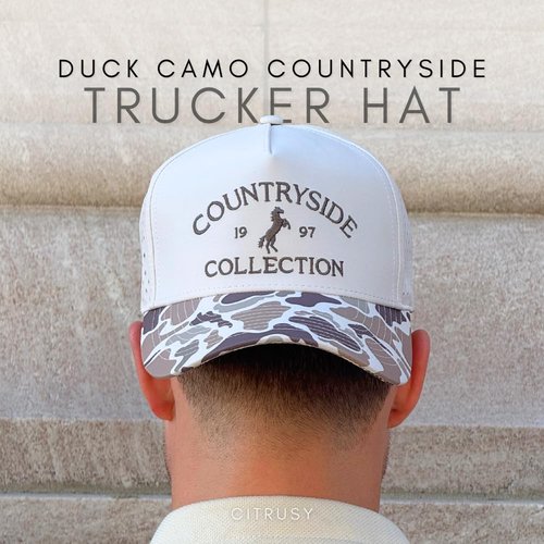 Athletic Trucker Golf Hat | Performance Mens 5 Panel Hat | Cool Breathable Waterproof Sweat Proof Workout Running Cap | Golf A Frame Rope | Snapback Adjustable Hat (Countryside Collection | Duck Camo)