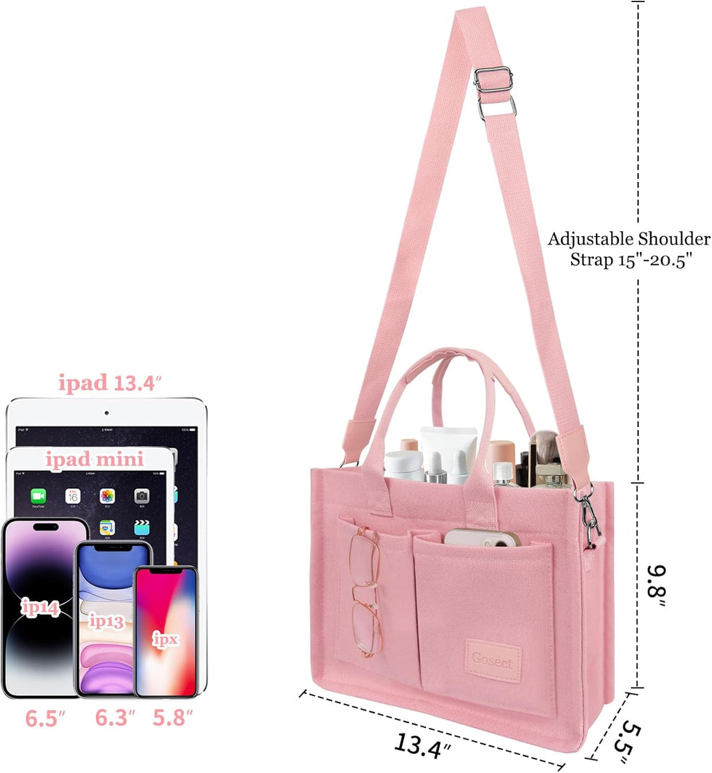 Skiennix Canvas Tote Bag - Stylish Women's Crossbody Purse with Pockets for Everyday Use | Versatile Satchel Handbag