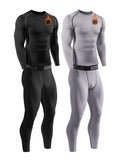 Celfaeree 2 Packs Compression Set Men Thermal Underwear for Men Long Johns for Mens Thermals Top and Bottom Set Black/Gray XL