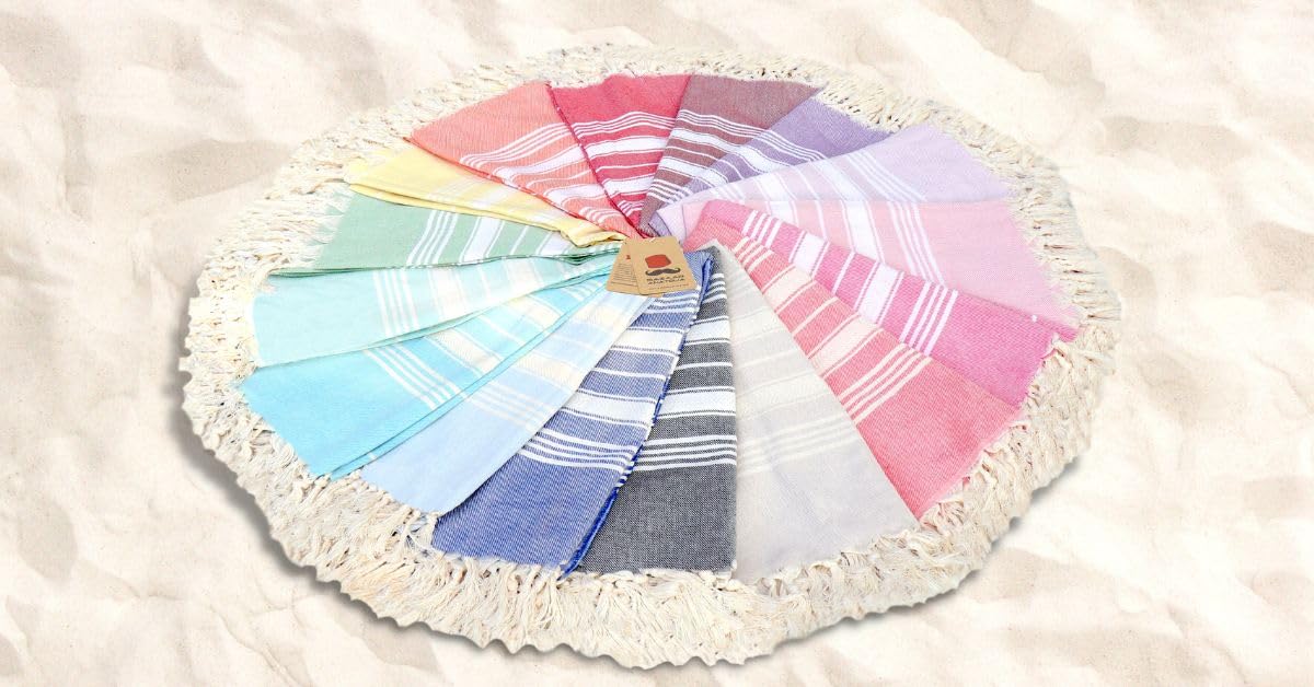 Bazaar Anatolia Turkish Beach Towel – 100% Cotton, Quick Dry, Sand Free Towel for Bathroom, Camping, Travel, Lavender – Oversized 71x39 Inches – Stripe Lilac