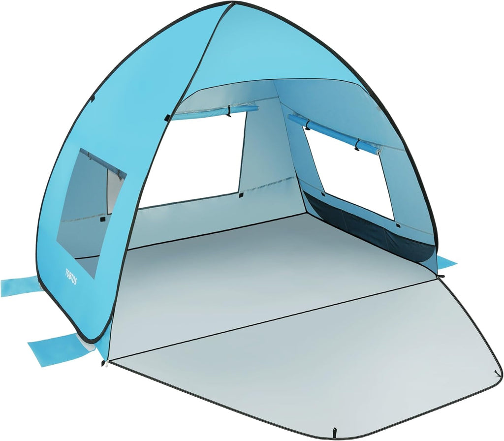 TOBTOS UPF 50+ Beach Tent - Easy Setup Sun Shelter for 2-3 People | Portable UV Protection Canopy with Carry Bag