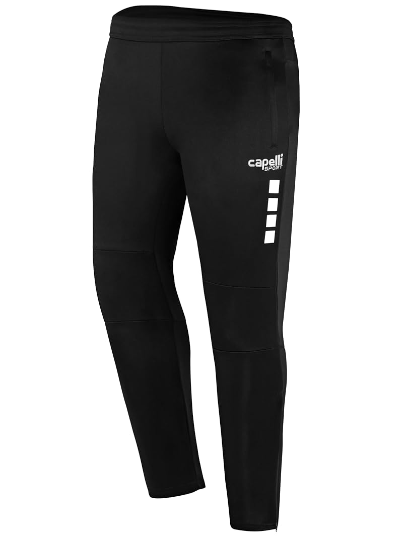 Capelli Sport Men’s Sweatpants - Uptown Gym Training Joggers with Zipper Pockets (Black/White, Medium)