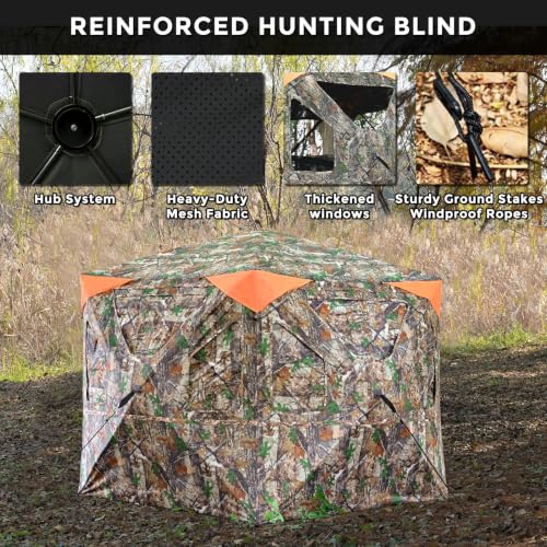 5-Sided Deer Hunting Blind with 360° See-Through Mesh & Large Interior Space