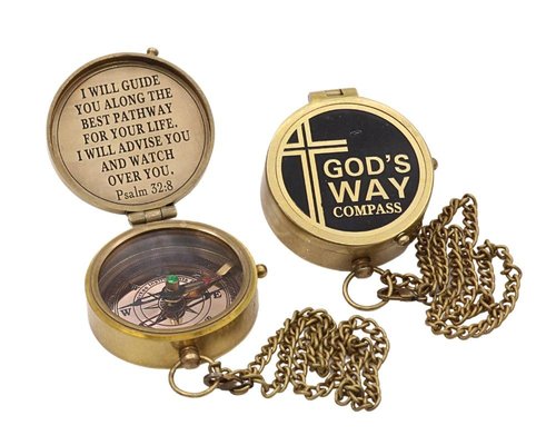 God’s Way Compass, Psalm 32:8, Solid Brass Directional Engraved Compass, Baptism Gifts for Boys Girls, First Communion, Christian Gifts for Men, First Confirmation Gifts for Boys Catholic Gifts