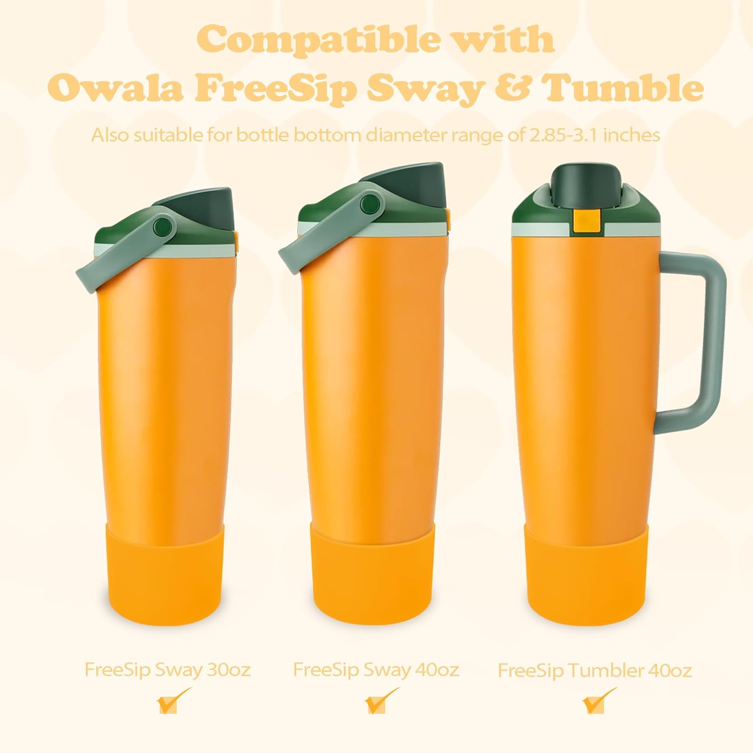 Owala Silicone Boot - Non-Slip, Scratch-Resistant Stability Enhancer for 30oz & 40oz Bottles | 12 Colors Available (Orange Grove)