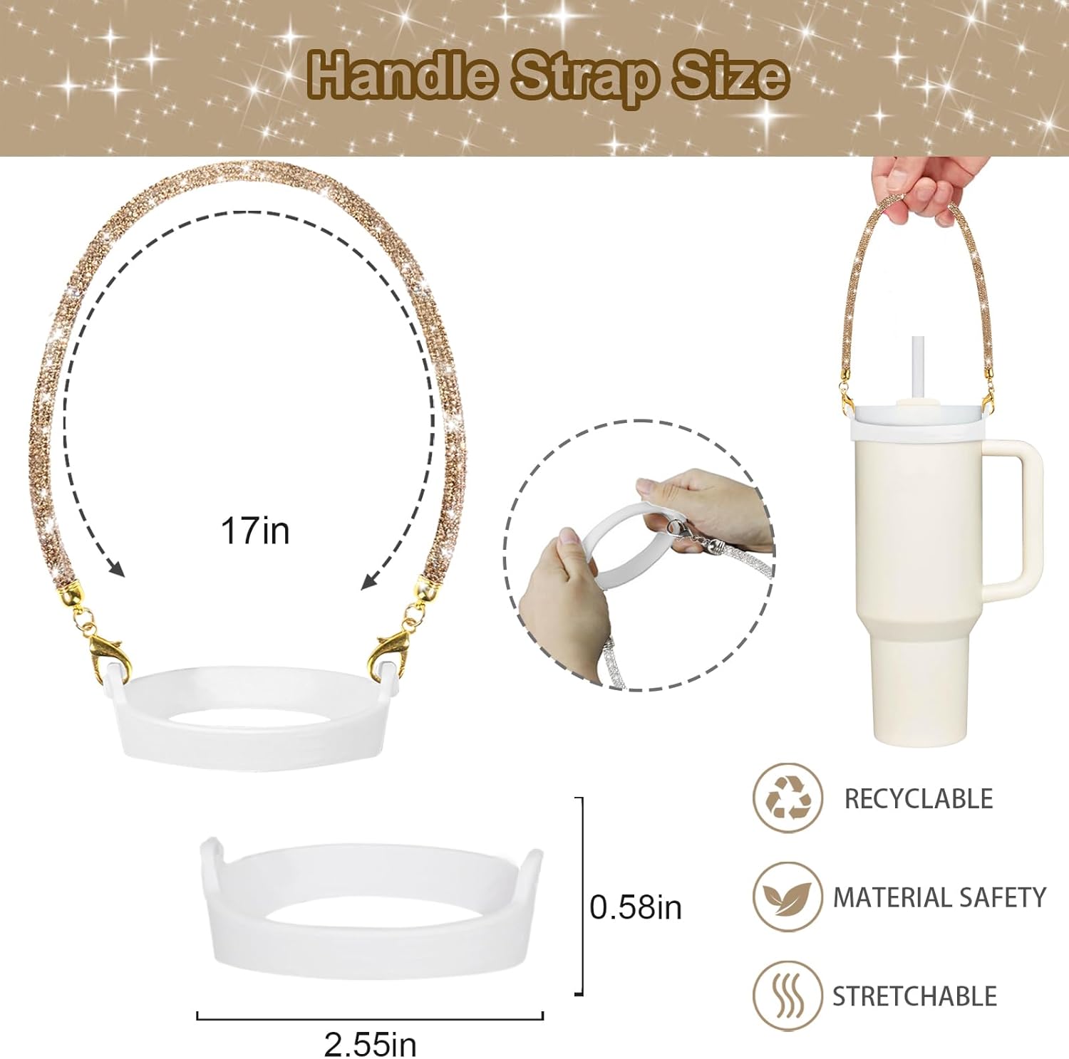 Stanley Cup Accessories Set 30&40 Oz, Includes 0.4in Straw Covers, Water Bottle Handle Strap, Cute Stanley Charms and Silicone Boot.