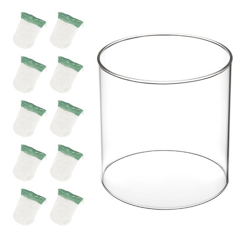 10 Propane Lantern Mantles and 1 Lantern Glass Globe Replacement Parts, Compatible with Coleman Kerosene Lanterns, Propane Lantern Mantle Replacement Suitable for Outdoor Camping Propane Lantern