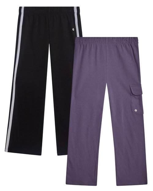 RBX Girls Sweatpants - 2 Pack Lightweight Fleece Joggers with Elastic Waist - Soft Athletic Pants for Girls, Size 7-8, ICY Purple/Black