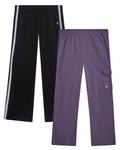 RBX Girls Sweatpants - 2 Pack Lightweight Fleece Joggers with Elastic Waist - Soft Athletic Pants for Girls, Size 7-8, ICY Purple/Black