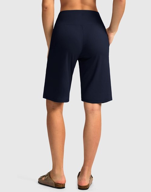 G Gradual Women's Bermuda Shorts - Comfy Knee-Length Stretch Shorts with Pockets for Summer Walks