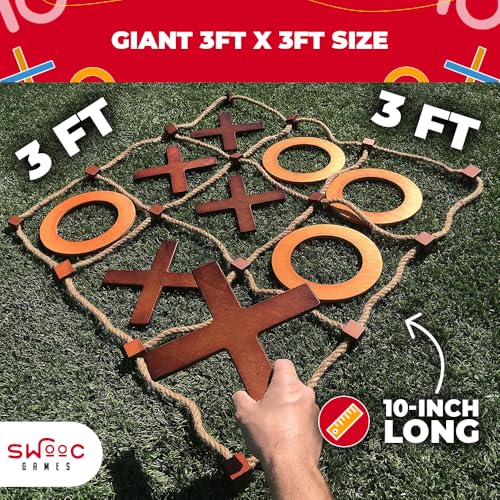 Giant Outdoor Tic Tac Toe Game - 3ft x 3ft Weather-Resistant Lawn Game for Adults & Kids