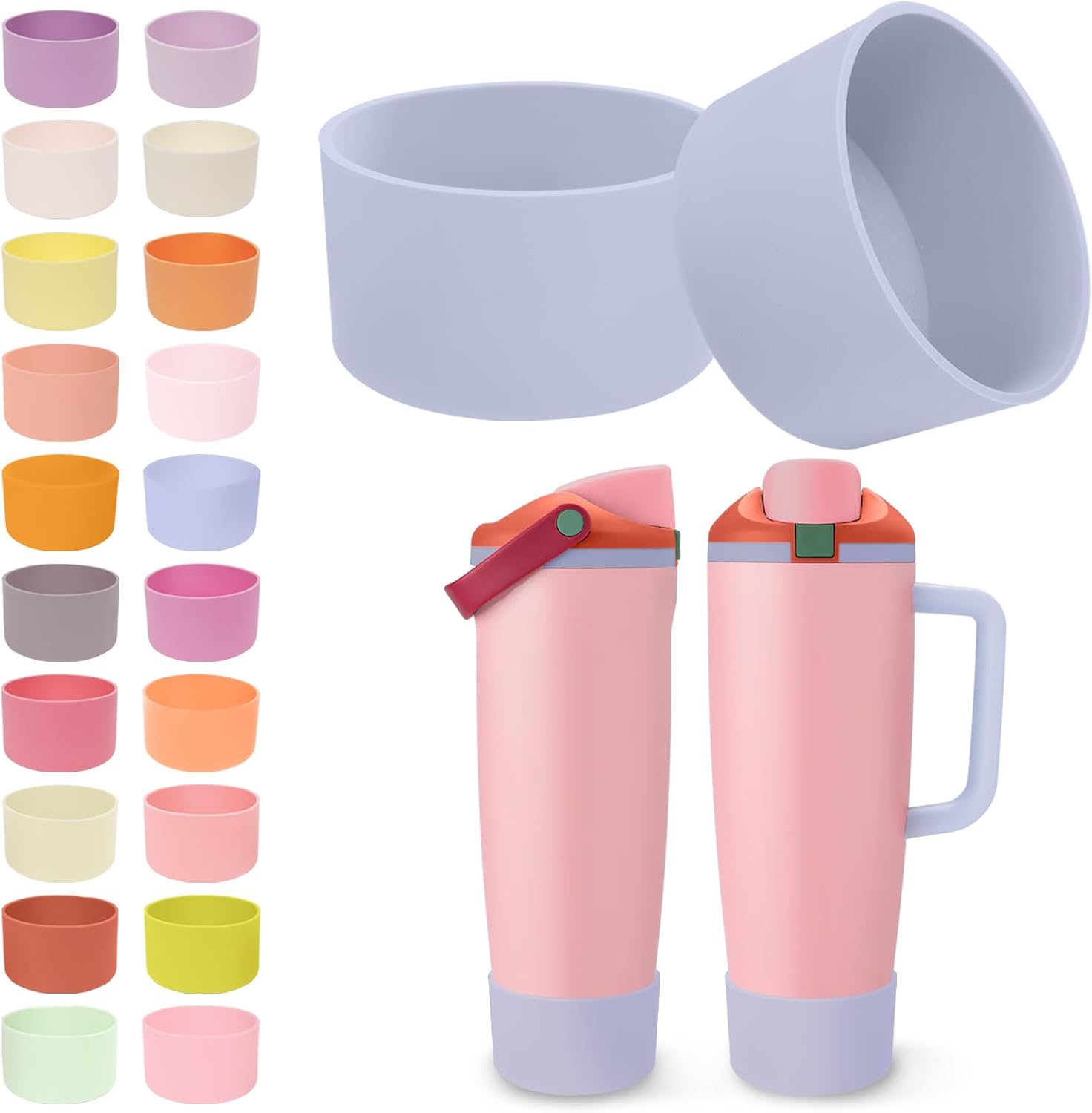 Owala Silicone Boots - Non-Slip, Scratch-Resistant Stability Enhancer for 30oz & 40oz Bottles | Taro Purple - 2 Pack