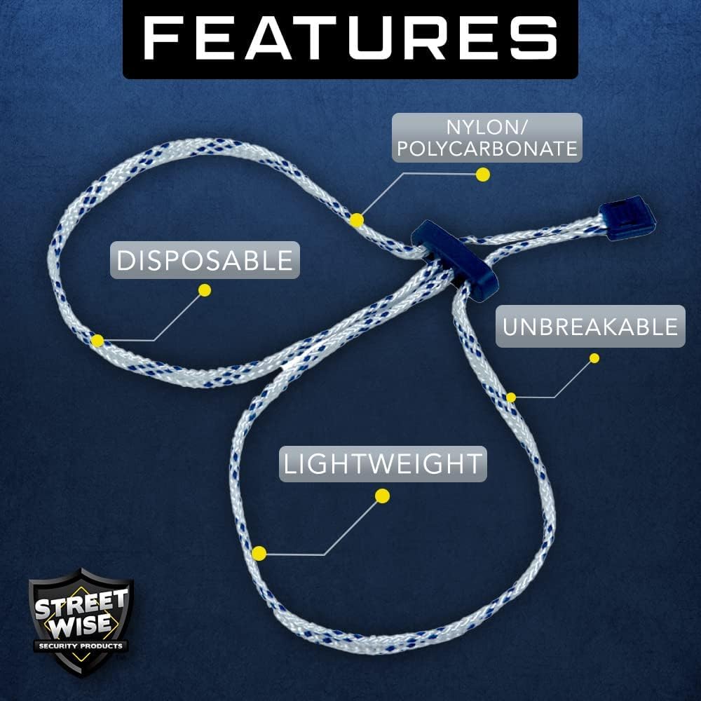 Streetwise Quick Cuffs - Lightweight Disposable Nylon Security Loops | 10 Pack for Events & Emergencies