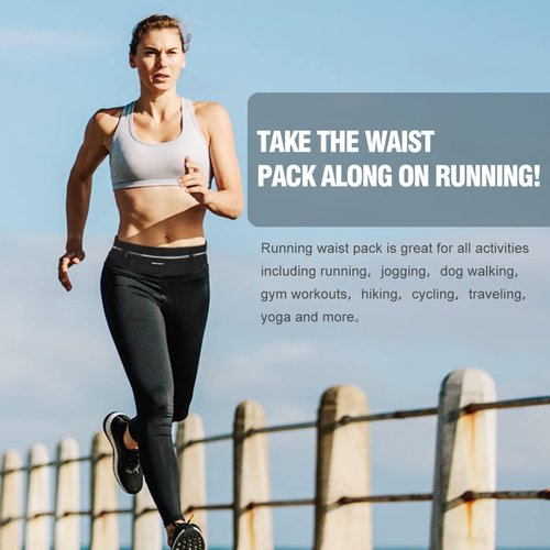 GUZACK Slim Running Belt - Ultra-Light Waterproof Waist Pack for Phones Up to 6.8'' | Reflective Design