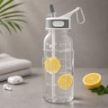 Louis Donné Water Bottle with Stra, 28oz Sports Water Bottle with Time Marker and Tritan, BPA Free and Leakproof, For Bottled Joy Sports Jug, Water Bottle with Carabiner For Fitness, Yoga (Clear)