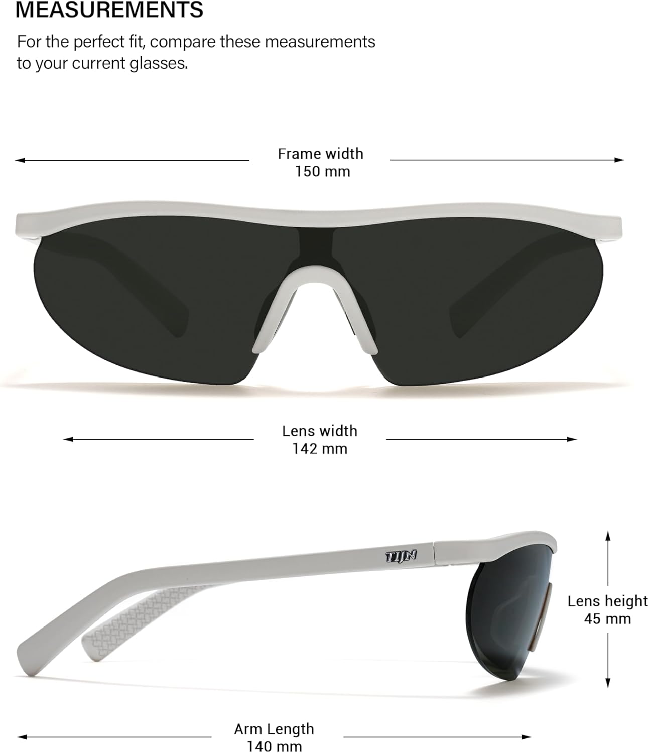TIJN Anti-Slip Sport Sunglasses - UV400 Protection for Men & Women | Ideal for Running, Cycling, Fishing