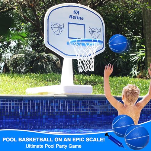 White Pool Basketball Hoop 34x34x42.2 Inches Water-Filled Base Kids & Adults