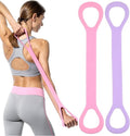 Gjinxi Resistance Bands Set - 2pcs Figure 8 Bands with Handles for Yoga & Pilates - Pink & Blue