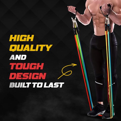 Keeble Outlets Resistance Bands Set | Exercise Bands for Working Out | Fitness Bands with Handles | Stretch Bands for Strength Training, Physical Therapy & Home Workouts