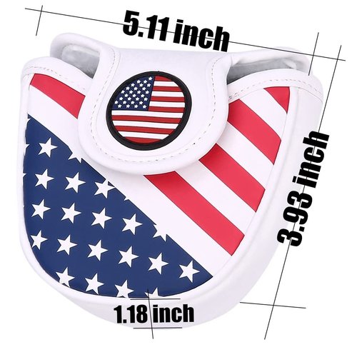 US Flag Golf Mallet Putter Cover Headcover Magnetic fits for Scotty Cameron X5, Callaway Odyssey Stroke Lab, 2 Ball, Odyssey Sabertooth Series Putters - PU Leather Golf Putter Cover Mallet