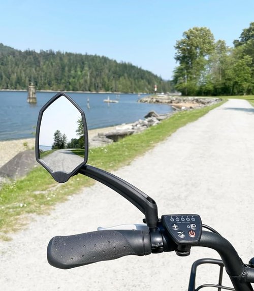 Hafny New Handlebar Bike Mirror, HD Glass Lens, Adjustable & Rotatable Safe Rearview Bicycle Mirror, Blast-Resistant, HF-M6002-FR053 (Anti-glare Blue Left Side)