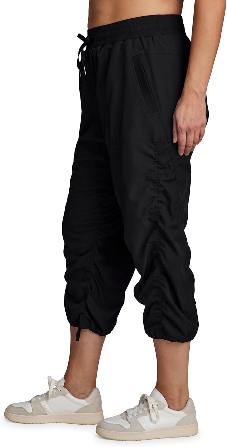 RBX Active Plus Size Capri Pants - Lightweight Woven Design with Drawstring | Comfortable Fit