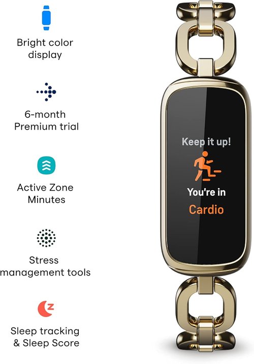 Fitbit Luxe Special Edition Fitness Tracker - Gorjana Soft Gold Parker Link Bracelet | One Size with Classic Bands