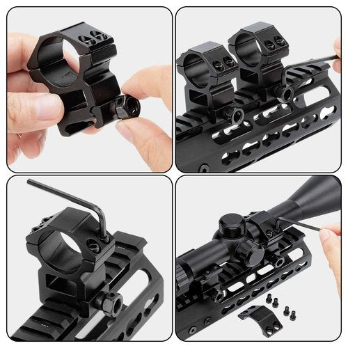 1'' Scope Rings, LONSEL 2Pcs High Profile & 2Pcs Medium Profile 1 Inch Scope Mount Rings for Picatinny Rail - Pack of 4