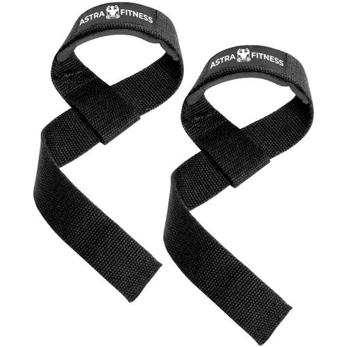 Astra Fitness Lifting Straps for Weightlifting, Bodybuilding, Powerlifting, Strength Training, & Deadlifts - Padded Neoprene with 18 inch Cotton (Lifting Strap,Black)