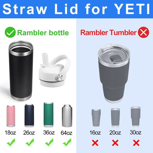 Straw lid for Yeti Rambler 18 26 36 64 oz, Lid with Straws and Flexible Handle, Replacement Cap for Yeti 18oz 26oz 36oz 64oz Rambler Water Bottle Straw Cap, White