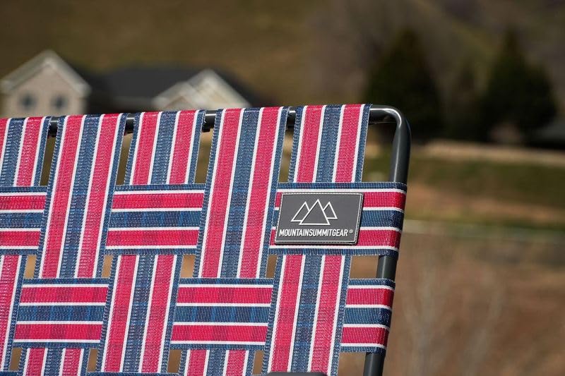 Mountain Summit Gear Retro Webbed Camping Chair - Red/White/Blue, Foldable, 300lb Capacity
