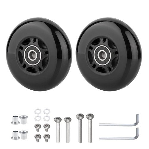 VORTRACK Universal Luggage Replacement Wheels 70x24mm - Silent PU Caster with ABEC-9 608-2RS Bearings, 6mm Axle & Washer Included, Heavy Duty Suitcase Repair Kit for Inline Wheels